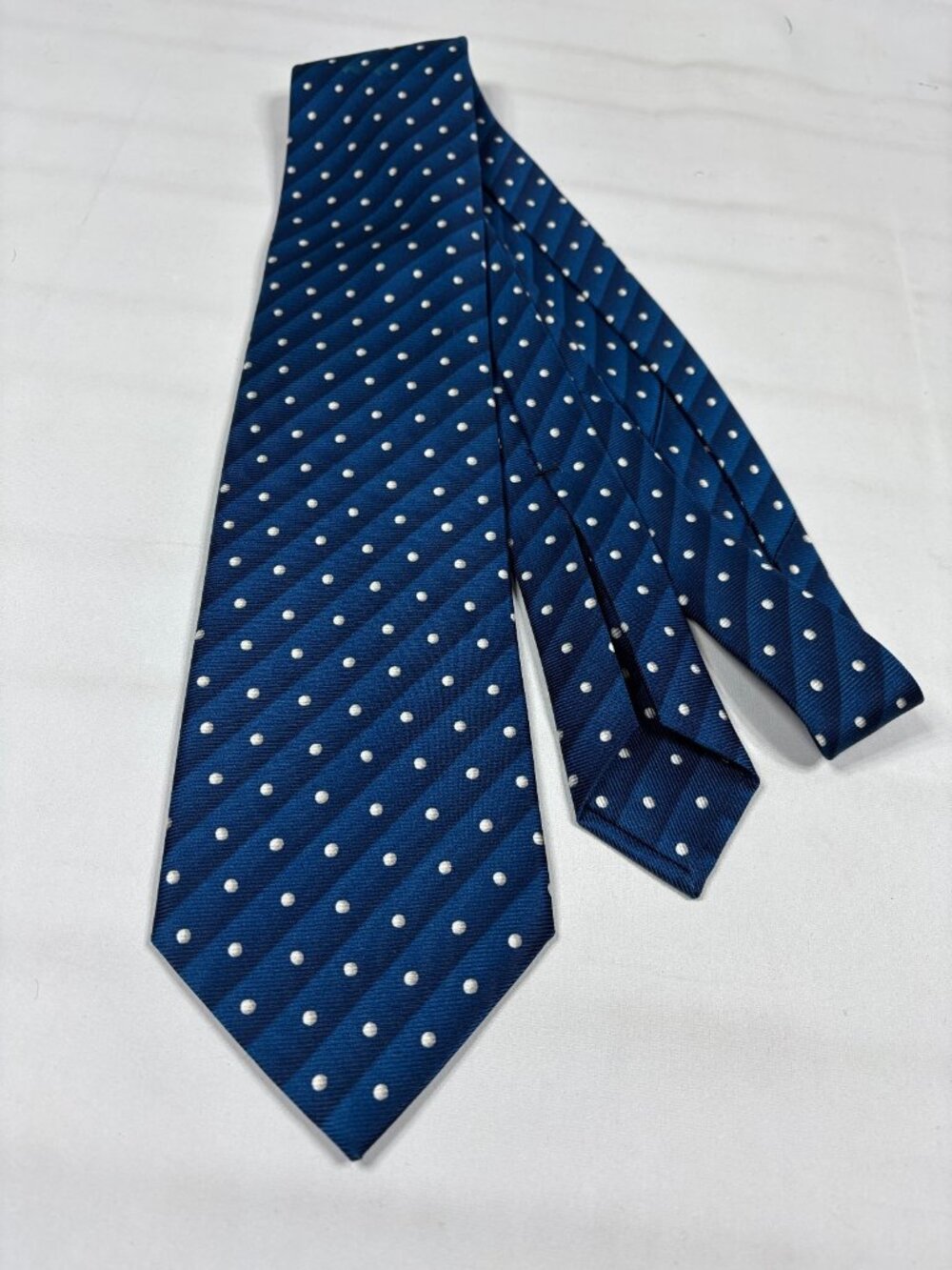 Bvlgari Davide Pizzigoni 7-Fold Silk Tie Blue Polka Dot Italy Rare Artist Print